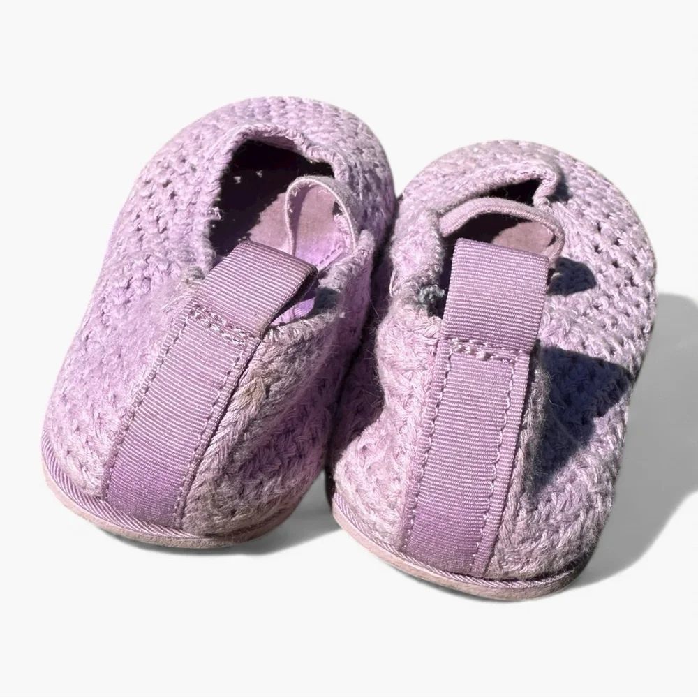 Zara Kids Crochet Ballet Flats Purple Size 24 Mary Jane Soft Minimalist Preppy